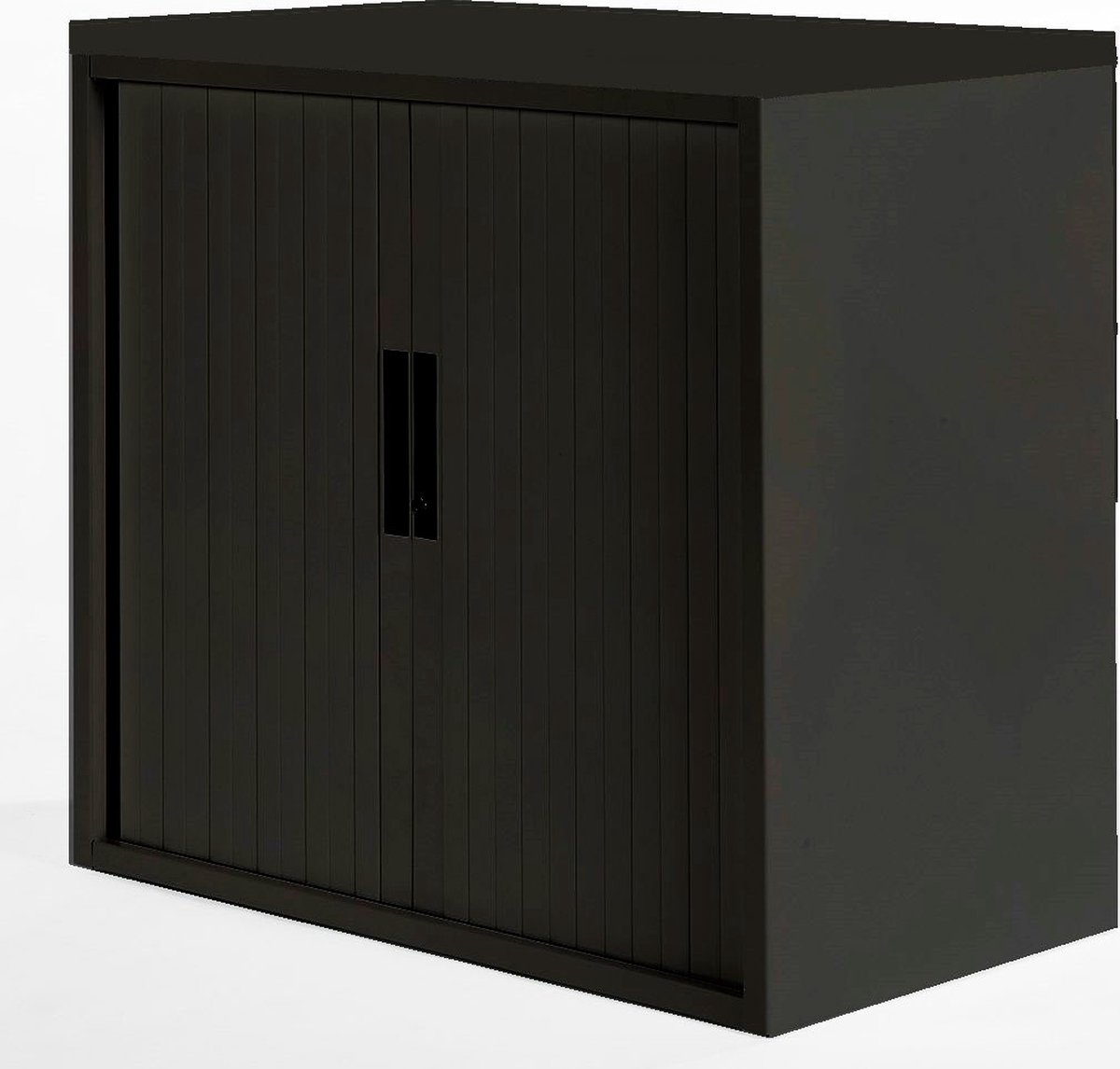 Archiefkast met slot - 120cm breed - Roldeurkast 123x120x45 - 2 legplanken - Zwart (Nederlands Product - BUUR Collectie)