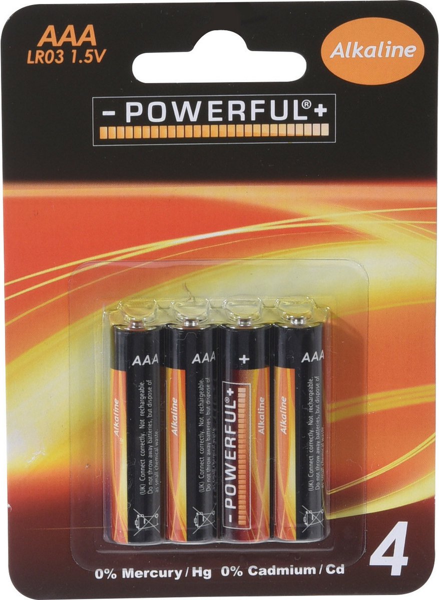 Powerful Batterijen - AAA type - 4x stuks - Alkaline - Long life