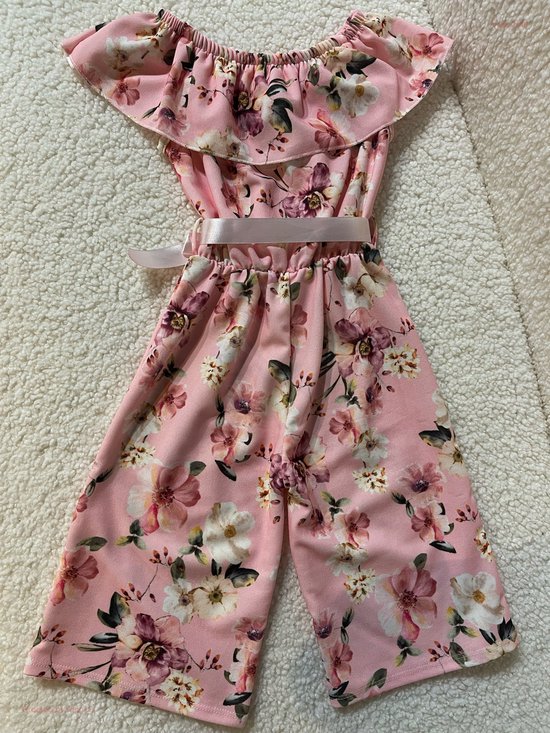 Calla Lily - Floral Print - Jumpsuit - Pink - maat - 146