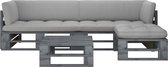 vidaXL Palette de salon 4 pièces avec coussins en bois imprégné gris