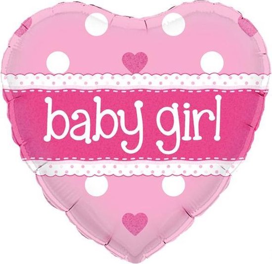 Folie ballon hart baby girl holographic 18 inch (45cm)