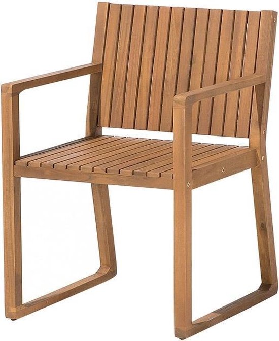 Beliani SASSARI - Garden Chair - Lichte houtkleur - Acaciahout | bol.com