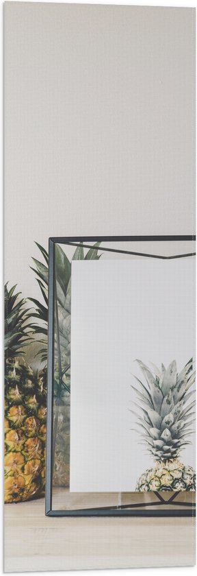 Vlag - Lijst met Ananas en Ananassen ernaast - 30x90 cm Foto op Polyester Vlag
