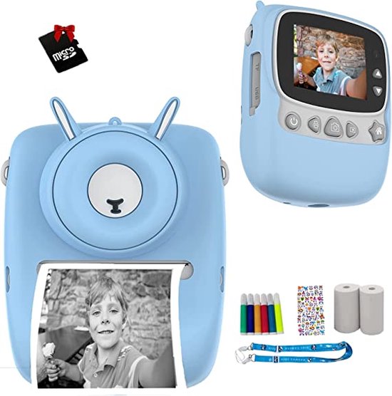 Kindercamera, digitale camera-afdrukcamera - fotocamera - Perfect cadeau, educatief speelgoed en creatief doe-het-zelf werk