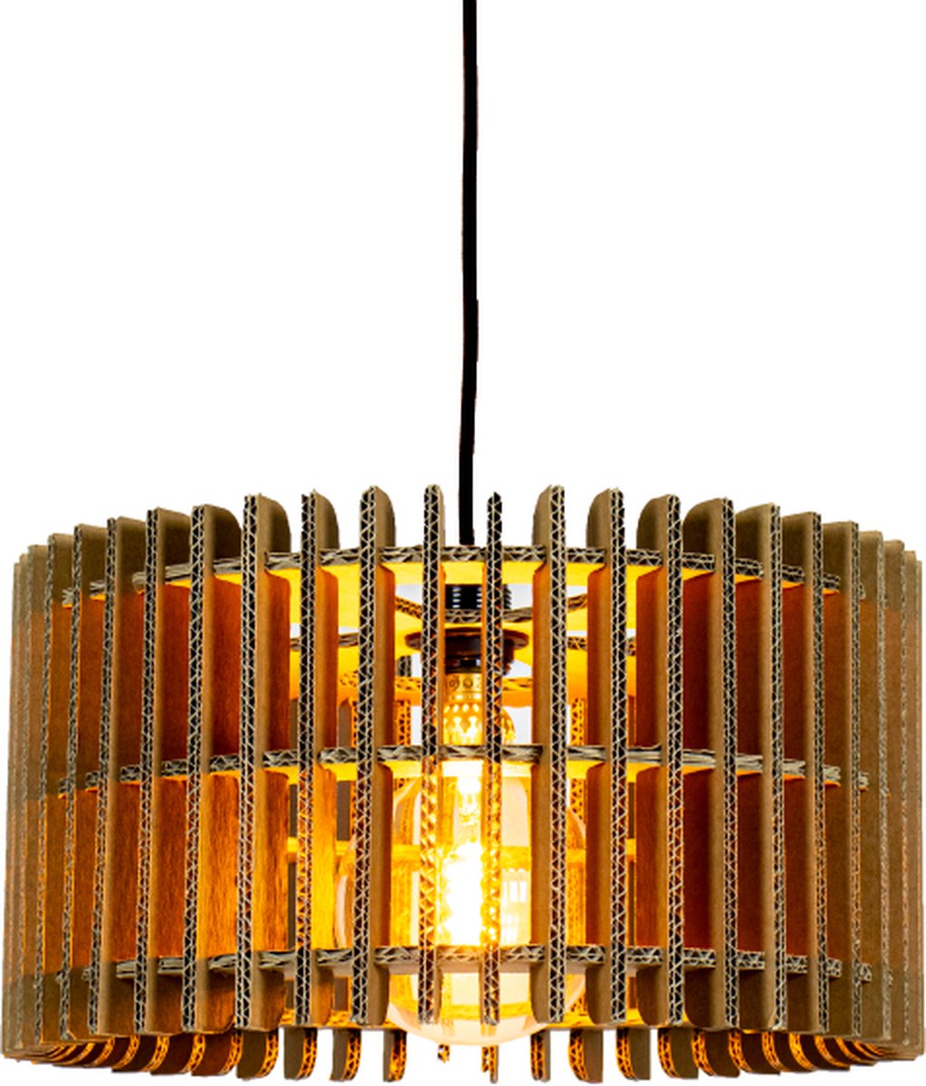 Kartonnen Leeuwarden Lamp - Maat S - Hanglamp van karton - E27 fitting - 30x30x22 cm - Lampenkap - KarTent