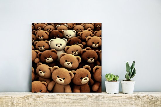 Décoration murale Métal - Peinture Aluminium Industriel - Ours en peluche - Peluche - Marron - Ours - Garçons - Filles - 20x20 cm - Dibond - Photo sur aluminium - Décoration murale industrielle - Pour le salon/chambre