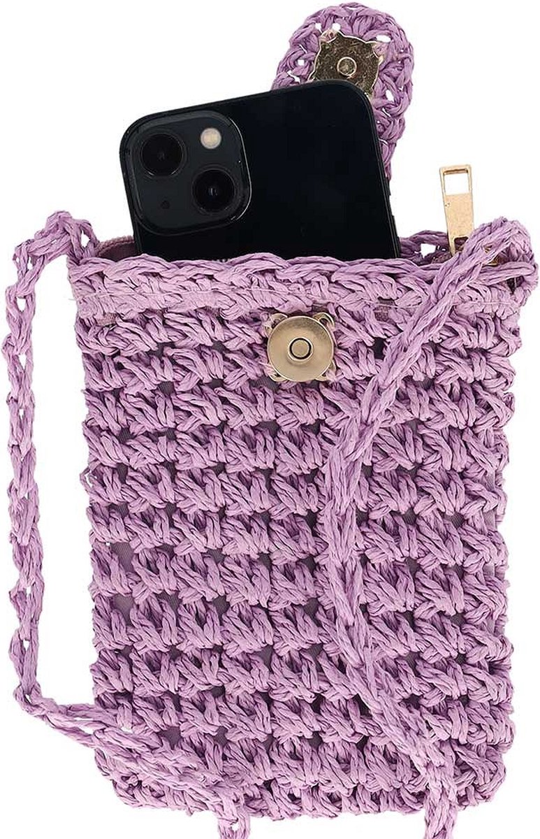 Beach Telefoontasje Lila met Rits en Drukknop