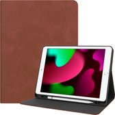 Hoes Geschikt voor iPad 10.2 2020 Hoesje Book Case Luxe Hard Cover Hoes Met Uitsparing Geschikt voor Apple Pencil - Hoesje Geschikt voor iPad 8 Hoes Hardcover - Bruin