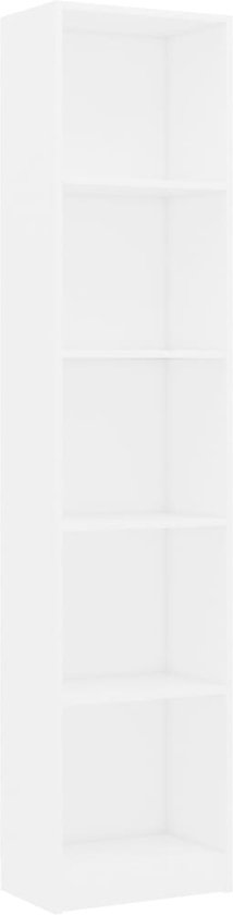 vidaXL - Boekenkast - met - 5 - schappen - 40x24x175 - cm - bewerkt - hout - wit