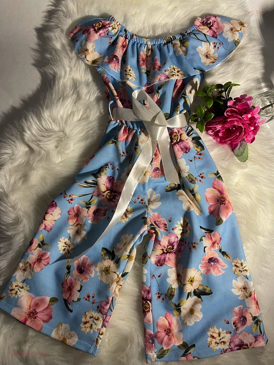 Calla Lily - Floral Print - Jumpsuit - blouw - maat - 134