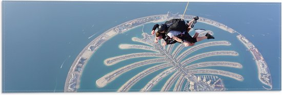 Vlag - Parachutespringer boven de Palm van Dubai - 60x20 cm Foto op Polyester Vlag