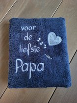 blauwe handdoek voor de liefste papa/geborduurde tekst voor vaderdag