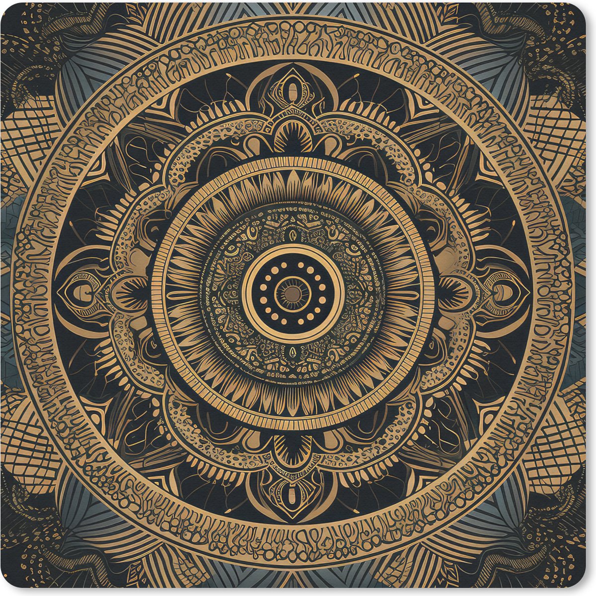 Muismat 30x30 cm - Mousepad Mandala - Goud - Bohemian - Luxe - Muismatten