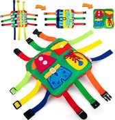 Montessori speelgoed voor in de auto of vliegtuig - busy board activiteiten paneel – reisspeelgoed onderweg – vanaf 3 jaar kinderen peuter
