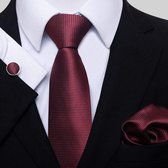 Cravate Luxe Carreaux Bordeaux| Set de cravate avec boutons de Boutons de manchette, pochette et pince à cravate | Coffret Cadeau De Luxe | Cadeau homme | Fête des pères | Cadeau de fête des pères