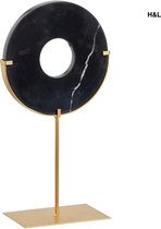 Luxe ornament op standaard - marmer - zwart - decoratie - 15 x 8 x 28 cm