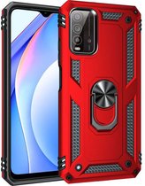 Samsung Galaxy A54 Rood Shockproof Militairy Hybrid Armour Case Hoesje Met Kickstand Ring