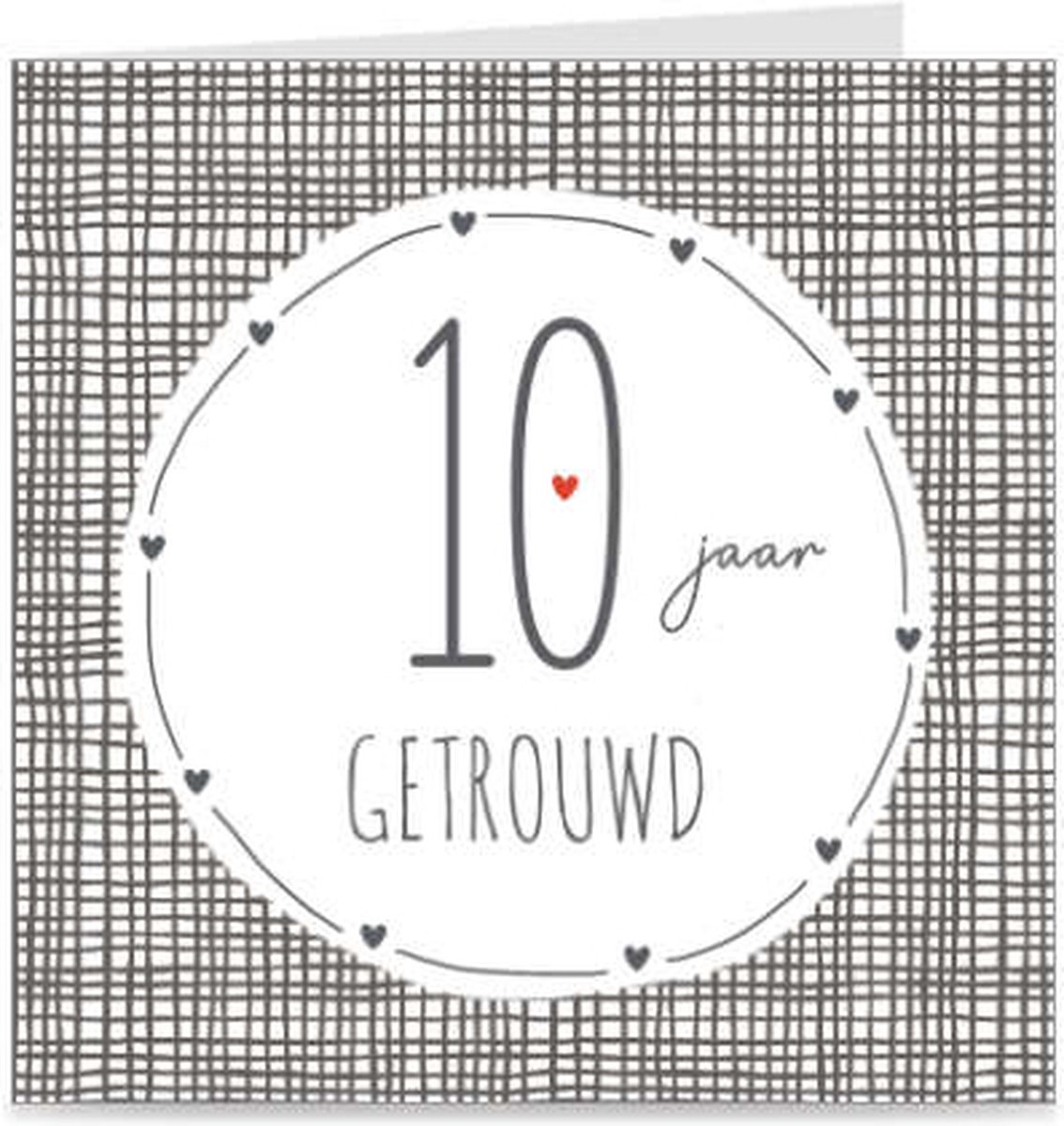 Jubileumkaart 10 jaar getrouwd goudfolie Jubileumkaart 10 jaar getrouwd goudfolie
