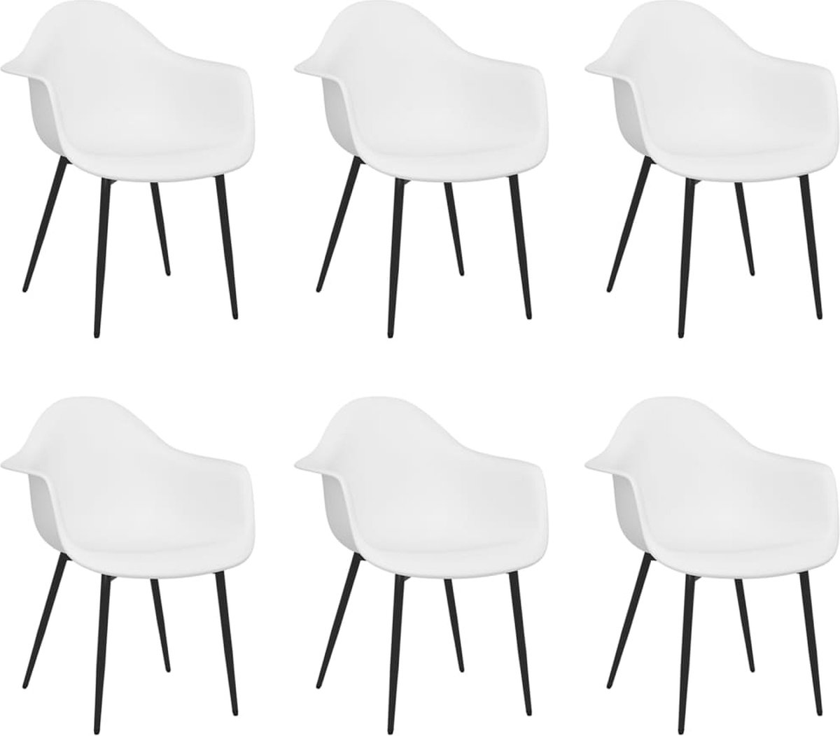 vidaXL - Eetkamerstoelen - 6 - st - PP - wit
