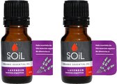 Soil - Biologische Ethersche Lavendel Olie - Set Van 2 Flesjes Lavendel - 2 Maal 10 Ml - Lavandula Angustifolia - Rustgevend