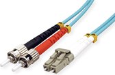 VALUE F.O. kabel 50/125µm OM3, LC/ST, turkoois, 1 m