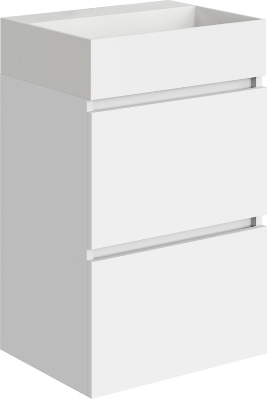 Alpenberger Gasten-wc-wastafel met onderkast 45 cm breed, wastafelset, klein, opzetwastafel, wastafelonderkast hangend, badmeubelset, wastafelonderkast, naturel eiken