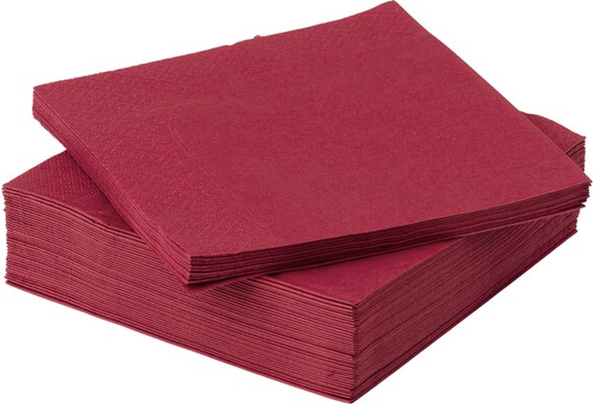 FINESS Servetten Donkerrood tissue 33x33cm, 300 vellen 2 lg