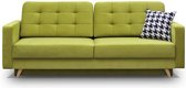 InspireMe 3-zitsbank van Velvet voor woonkamer, slaapbank, sofa met slaapfunctie en opbergruimte, moderne bank, 3-zits - 229x97x95 cm, 200x140cm - CARLA (Groen)