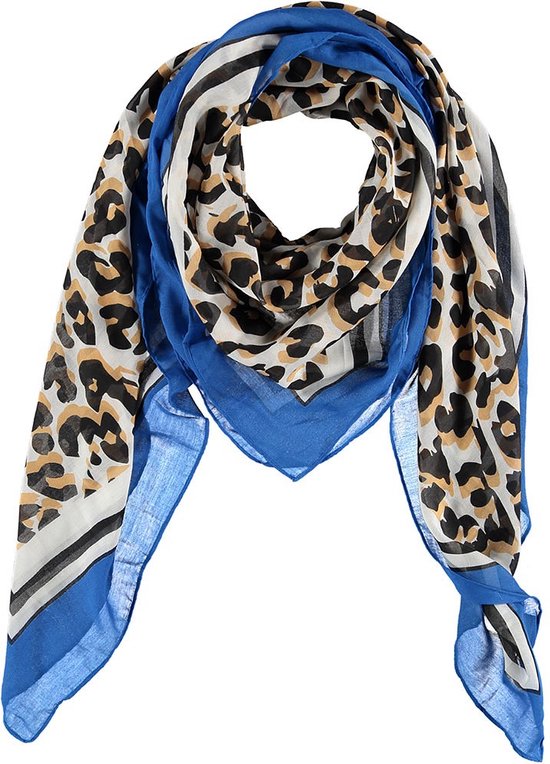 Sarlini Vierkante Sjaal Leopard Kobalt Blauw