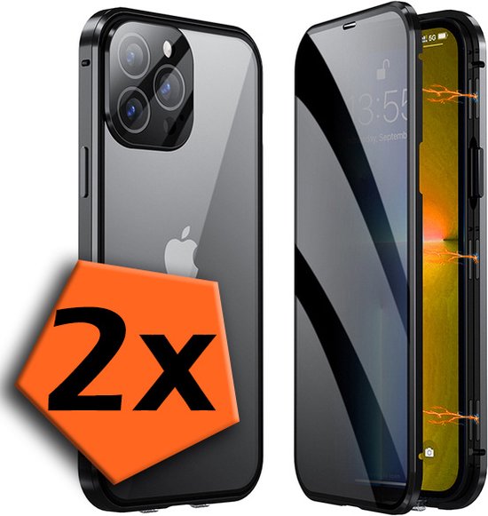 Coque iPhone Xr Coque Arrière Magnétique - Coque iPhone Xr Avec Glas Trempé Double Face - Zwart - 2X