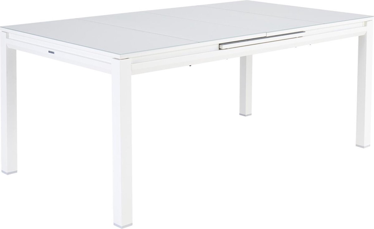 NATERIAL - uitschuifbare tuintafel ODYSSEA - uitschuifbare tafel voor 6 tot 8 personen - 180/240x100cm - eettafel - met glazen blad - aluminium - wit