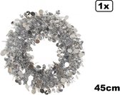 Luxe deurkrans 45cm zilverkleurig - Brandvertragend - decoratie fun Silver