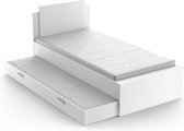 LIFE 1-persoons onderschuifbed - 90 x 190/200 cm - Décor blanc - DEMEYERE - Made in France
