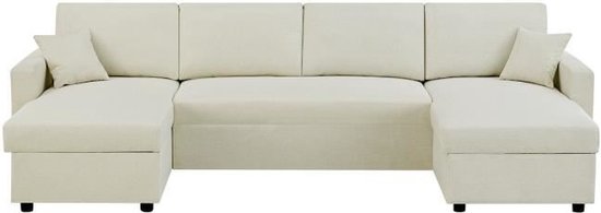 Canapé d'angle convertible panoramique + 2 meubles de rangement + 2  coussins - Tissu... | bol