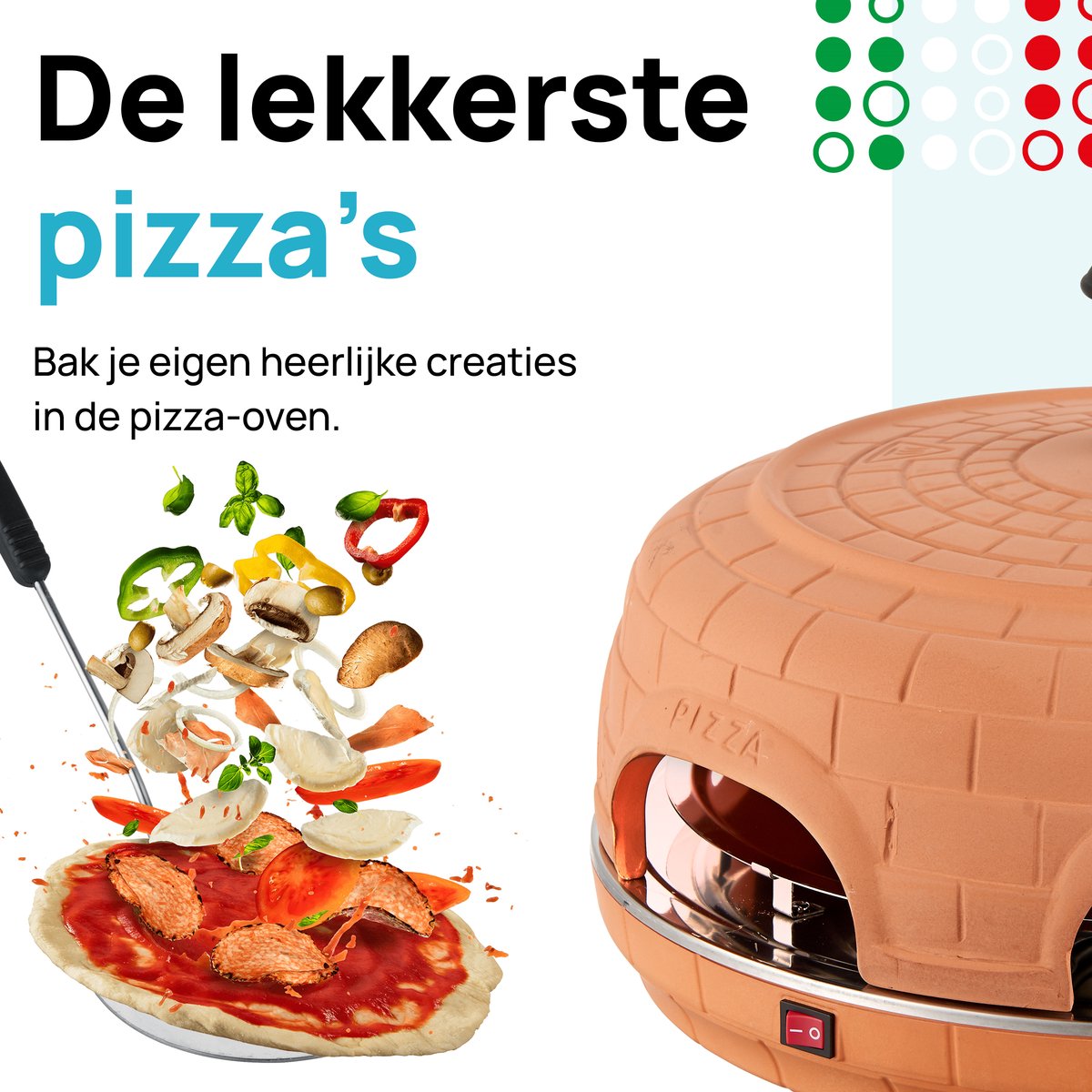 MOA Pizza Oven voor 6 Personen - 6 Bakspatels - Terracotta Koepel - RVS Bakplaat – foto 4