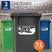 AZ Alkmaar Container Stickers XL - Voordeelset 3 stuks - Huisnummer - Voetbal Sticker voor Afvalcontainer / Kliko - Klikosticker