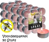 Citronella Theelichtjes SPAAS© Kaarsen - VOORDEELVERPAKKING van 90 Stuks (5x18) - Waxinelichtjes roetvrij 4,5 uur Brandtijd – Sommer Blossom