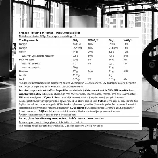 Grenade - High Protein, Low sugar - Protein bar - Dark Choc Mint - 22g eiwit - 12 x 60g - Eiwitreep - Diverse smaken — afbeelding 4