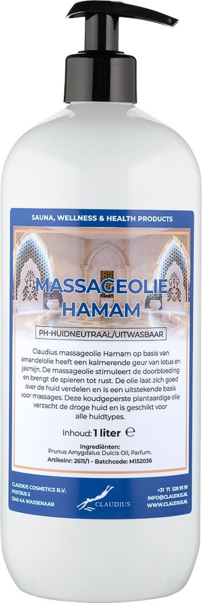 Goedkoopste Massageolie Hamam 1 liter met gratis pomp - 100 natuurlijk - biologisch en koud geperst