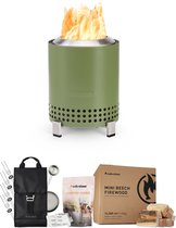 Solo Stove Mesa Vuurkorf voor op tafel Starter-Set | Incl. Rookvrije en Roestvrij staal Tafel Fire Pit, Accessoirespakket, Mini Brandhout, Aansteker, (HxB): 17,5 x 13 cm, 635 g,Groen