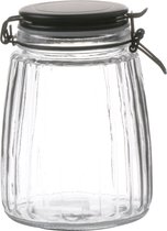 Urban Living Pot de rangement/pot de conservation - 1,5 L - verre - avec fermeture à clip - couvercle noir mat