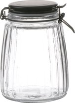 Urban Living Voorraadpot/bewaarpot - 1,5L - glas - met beugelsluiting - mat zwarte deksel