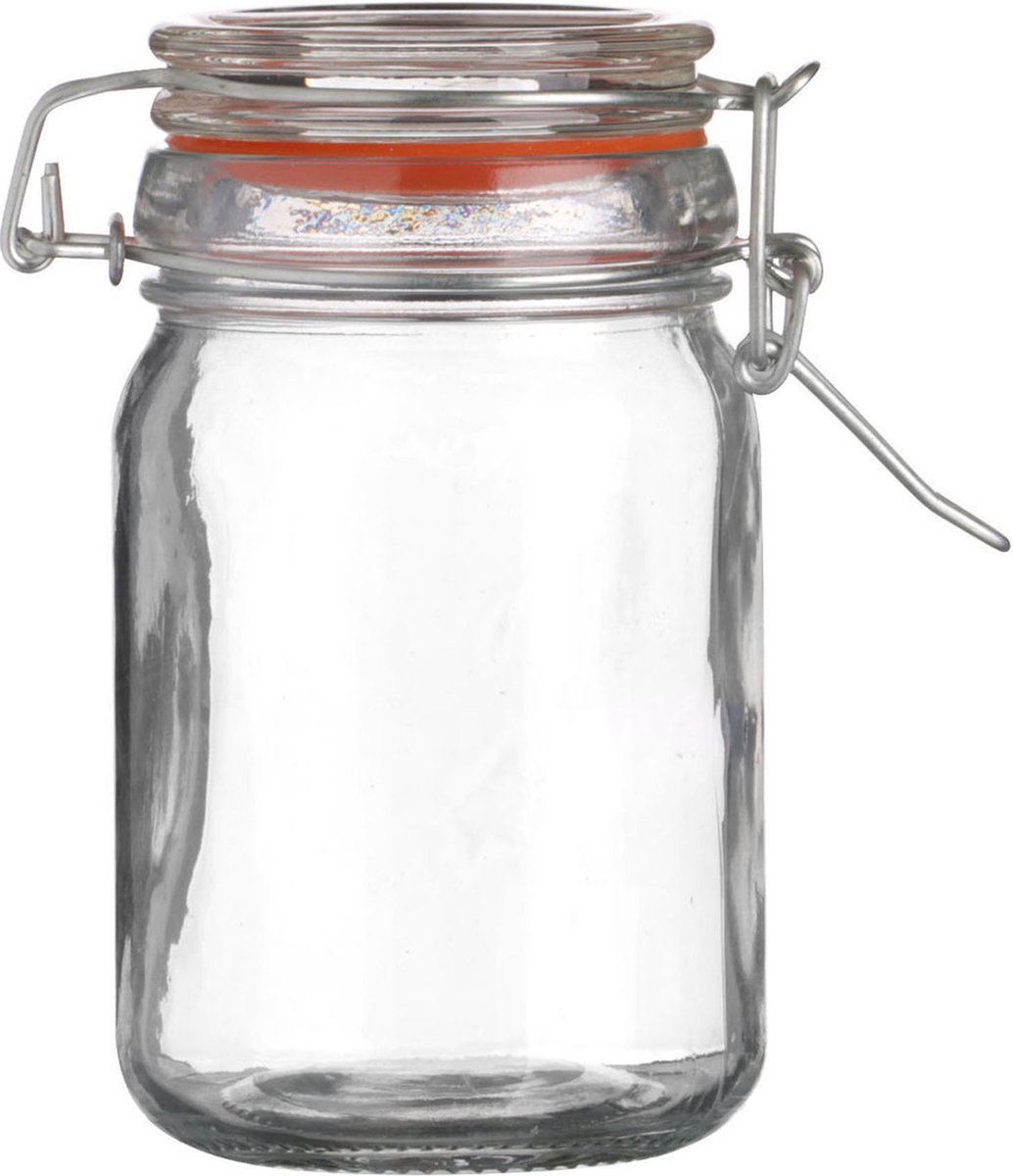 Urban Living Voorraadpot/bewaarpot - 250 ml - glas - met beugelsluiting - D7 x H12 cm