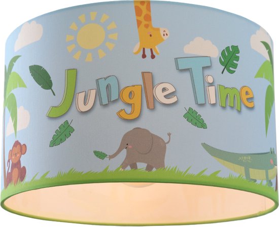 Olucia Jungle Time - Plafonnier chambre d'enfant - Blauw - E27