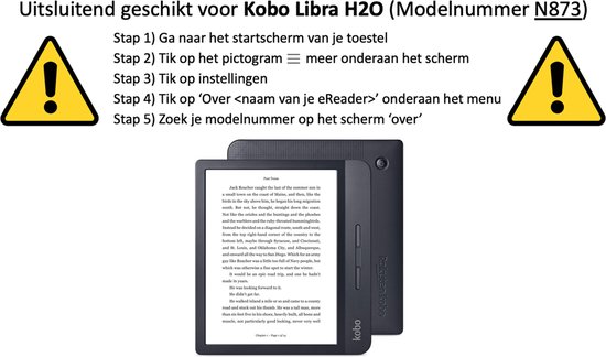 Hoesje geschikt voor Kobo Libra H2O - Extreme Shock Case - Sleepcover - Hoesje geschikt voor Kobo Libra H2O Flip Cover Zwart van Extreme Shock Case — afbeelding 5