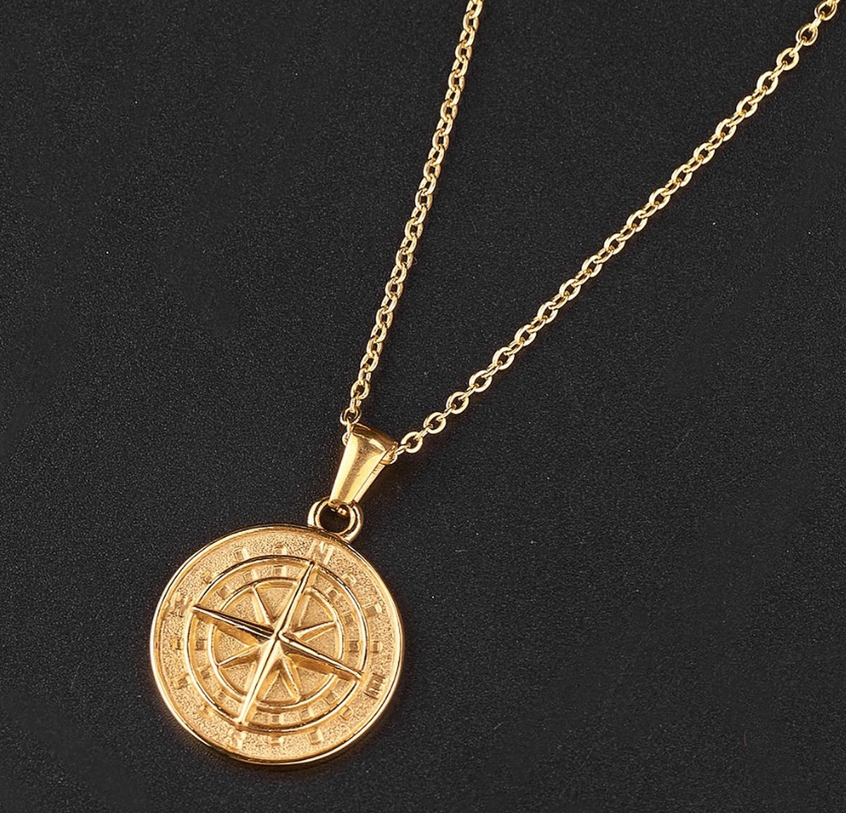 TVR-Wares® | Ketting kompas | Goud | Klemsluiting