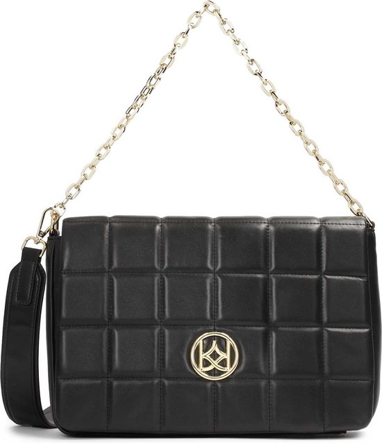 Black handbag with quilted flap