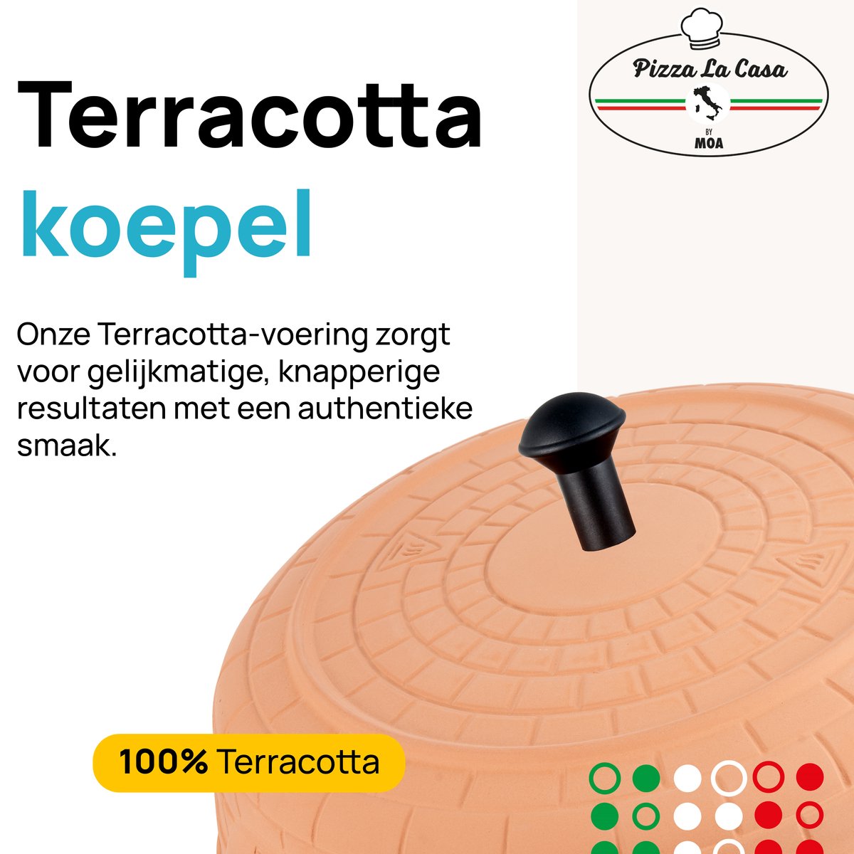 MOA Pizza Oven voor 6 Personen - 6 Bakspatels - Terracotta Koepel - RVS Bakplaat – foto 6