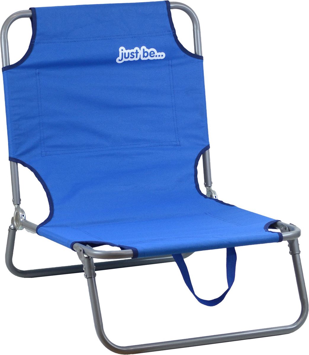 Just be - opvouwbare strandstoel - campingstoel - ligstoel - lichtgewicht - met opbergvakken - draagbaar (donkerblauw)
