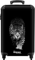 NoBoringSuitcases.com® - Koffer zwart - Zwarte luipaard - 55x35x25